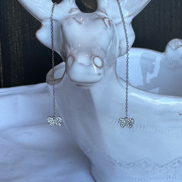 14KWG Flirty CZ Pave’ Butterfly Threader Earrings - Picture 8 of 8